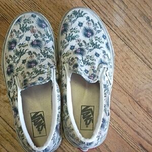 Vans Kids Floral Slip-On Shoes - White